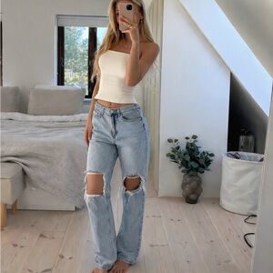 &Denim -H&M Light Blue Distressed Denim Jean Size 4